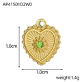 Ciondolo a cuore dorato con gemma verde, dettaglio misura 1,0 cm e peso di 1,4 g - Stile Cuore in Zircone Verde Dorato (AP41501D2W0)