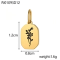 Detail van de gouden rechthoekige bloemenhanger met afmetingen 1,2 cm bij 0,8 cm - December Geboortebloem (PJ01093D12)