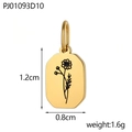 18K gouden rechthoekige bloemenhanger 1,2x0,8cm, minimalistisch geometrisch sieraad - Oktober Geboortebloem (PJ01093D10)