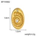 Makrodetail des goldenen Evil-Eye-Anhängers mit Muscheltextur, Perle und 1,8 cm Größe - Ovales Muscheldesign Künstliche Perle (BP1948B2)