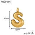 3D bubble letter S pendant in polished gold finish with dimensions 1.5cm by 1.3cm - Letter-S