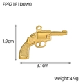 Polierter goldener Revolver-Anhänger mit Textur, Abmessungen 1,9 cm x 3,1 cm für Ketten - Goldene Pistole (FP32181D0W0)