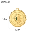 Dettaglio del ciondolo sole e luna dorato da 1,3 cm con pietre di zircone verde - Stile Sole Luna Dorato Tre Zirconia Verdi (BP00027B5)