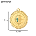 Dettaglio ciondolo sole e luna dorato da 1,3 cm con pietre di zircone blu - Stile Sole Luna Dorato Tre Zirconia Blu (BP00027B4)