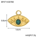 Detailansicht eines 1,6cm Gold-Augenanhängers mit grünem Stein und Größenangaben - Augenförmige Grüne Perle (BP47143D7B0)