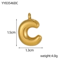 Golden bubble letter C pendant necklace in polished stainless steel for women - Letter-C