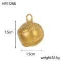 Polished gold spherical charm with baseball relief detail and 1.5cm diameter measurement - Baseball Stitched Sphere Shape (HP2328B)