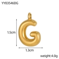 Polished gold bubble initial G pendant necklace with dimensions 1.5cm by 1.3cm - Letter-G