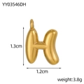 Polished gold bubble letter H pendant necklace in stainless steel balloon design - Letter-H