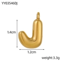 Golden 3D balloon letter J pendant in stainless steel with a polished finish - Letter-J