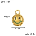 Detailansicht eines goldenen Smiley-Anhängers mit grünem Emaille-Lächeln und 0,6 cm Maß - Rot Schwarz Smiley (BP1514B5)