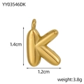Polished gold bubble letter K pendant 1.4cm stainless steel DIY jewelry accessory - Letter-K