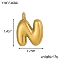 Golden bubble letter N pendant in polished stainless steel for DIY necklaces - Letter-N