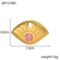 Vue macro du pendentif œil doré avec strass rose et les dimensions de taille - Style Forme d'Œil Rose (BP1518B1)