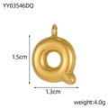 Golden puffy bubble letter Q pendant in stainless steel, 1.5cm high and 4.0g weight - Letter-Q
