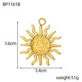 Detailweergave van zonvormige hanger met afmetingen van 1,6cm hoog en gewicht 1,1g - Zon Stijl (BP1161B)