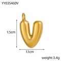 Golden 3D bubble letter V pendant in stainless steel with high polished metallic finish - Letter-V