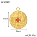 Detailed size chart and weight of the gold starburst tarot pendant with zircon inlay - Red Zirconia Octagonal Star Style (BP3254B1)