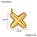 Golden stainless steel bubble letter X pendant with dimensions 1.5cm x 1.3cm - Letter-X