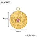 Detail of 1.8cm gold stainless steel tarot star pendant with pink cubic zirconia - Pink Zirconia Octagonal Star Style (BP3254B3)