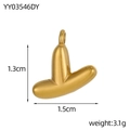 Polished gold bubble letter V pendant necklace in stainless steel, 1.3cm charm - Letter-Y
