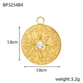 Detailed dimensions of gold stainless steel star pendant with cubic zirconia inlay - Clear Zirconia Octagonal Star Style (BP3254B4)