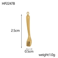Detailed close-up of a 2.5cm gold-plated stainless steel fork pendant for DIY jewelry - Mini Dining Fork Style (HP2247B)