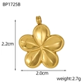 Polished gold petal flower pendant showing dimensions of 2.2cm by 2.0cm and 2.7g weight - Realistic Five-Petal Flower Pendant (BP1725B)