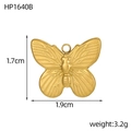 Polished gold butterfly pendant detail showing 1.7cm x 1.9cm size and textured wings - Electroplated Butterfly Pendant (HP1640B)