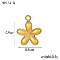 Detailed macro view of matte gold flower petal pendant with dimensions 0.9cm by 0.8cm - Matte Gold Flower (HP1641B)