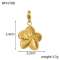 Detail of gold frangipani flower pendant with size 2.4cm and lobster clasp close-up - Frosted Plumeria Pendant (BP1670B)