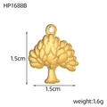 Detailed view of a golden tree of life pendant with embossed textures and size specs - Tree of Life Pendant (HP1688B)