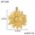 Detailed view of golden sunflower pendant charm with dimensions and weight parameters - 3D Sunflower Pendant (BP1728B)