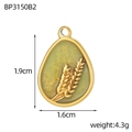 Detailed view of water drop pendant with size dimensions 1.9cm by 1.6cm and wheat pattern - Light Green Wheat Ear Style (BP3150B2)