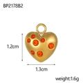 Dimensions détaillées du pendentif cœur en or 18k avec strass orange et anneau métal - Pendentif Cœur en Strass Orange (BP2178B2)