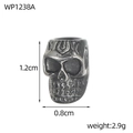 Detailed view of vintage silver skull charm with 1.2cm x 0.8cm size and 2.9g weight specs - Vintage Small Skull Ornament Bead (WP1238A)