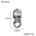 Macro detail of gothic skull charm pendant showing 1.7cm height and 0.8cm width dimensions - Skull Charm With Ring (WP1241A)