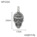 Macro shot of vintage skull pendant with intricate floral engravings and antique finish - Candy Skull Pattern Pendant (WP1232A)