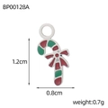 Detail of Christmas candy cane pendant with red and green enamel and dimensions - Candy Cane Silver Edge (BP00128A)