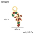 Vue détaillée d'un pendentif sucre d'orge mesurant 1,2 cm x 0,8 cm pour bijoux DIY - Canne en Sucre de Noël Dorée (BP00128D)
