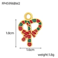 Dettaglio ciondolo a bastoncino di zucchero smaltato con misure 1,8cm x 1,6cm per gioielli - Stile Bastoncino di Zucchero con Fiocco (FP45996BW2)