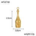 Detailed view of a gold-plated wine bottle pendant with shield emblem and 2.2cm height - Bottle with Crest Style (HP1871B1)