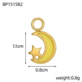 Gedetailleerd beeld van goudkleurige ster en maan hanger 1,1x0,8cm gewicht 0,8g - Lichtgeel Ster Maan Stijl (BP1515B2)
