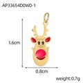 Macro view of a 1.6cm Christmas reindeer charm with red enamel and gold finish - Cartoon Elk Shape Pendant (AP33654D0W0-1)