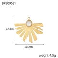 Bohemian gold sunburst pendant with white faux pearl inlay for DIY jewelry designs - Radial Fan Shaped Style(BP3095B1)