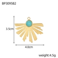 Bohemian gold fan-shaped pendant with turquoise inlay and 4cm width measurements - Fan Shaped Sky Blue Turquoise Style(BP3095B2)