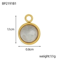 Bohemian gold plated round pendant with faceted clear gemstone and product dimensions - Round White Crystal Style(BP2191B1)