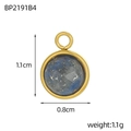 Macro detail of round lapis lazuli pendant with gold plated frame and size markings - Round Dark Blue Lapis Lazuli Style(BP2191B4)