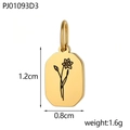 Achtkantige gouden metalen hanger met bloemgravure van 1,2 cm bij 0,8 cm groot - Maart Geboortebloem (PJ01093D3)