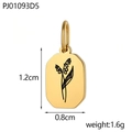 Gouden rechthoekige lelietje-van-dalen hanger, 1,2x0,8cm, diy sieraden onderdeel - Mei Geboortebloem (PJ01093D5)